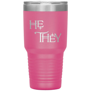 Pronoun Wishing Star He They 30oz Vacuum Tumbler - Pink - Tumblers