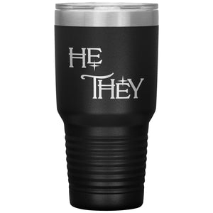 Pronoun Wishing Star He They 30oz Vacuum Tumbler - Black - Tumblers