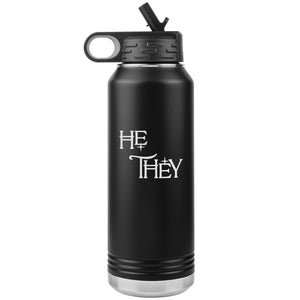 Pronoun Wishing Star He They 32oz Vacuum Tumbler - Black - Tumblers