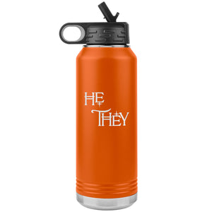 Pronoun Wishing Star He They 32oz Vacuum Tumbler - Orange - Tumblers