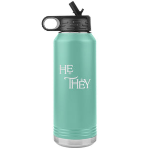 Pronoun Wishing Star He They 32oz Vacuum Tumbler - Teal - Tumblers