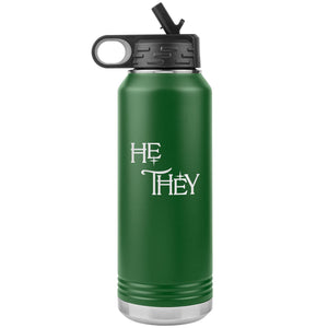 Pronoun Wishing Star He They 32oz Vacuum Tumbler - Green - Tumblers