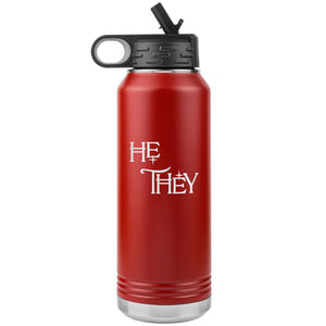 Pronoun Wishing Star He They 32oz Vacuum Tumbler - Red - Tumblers