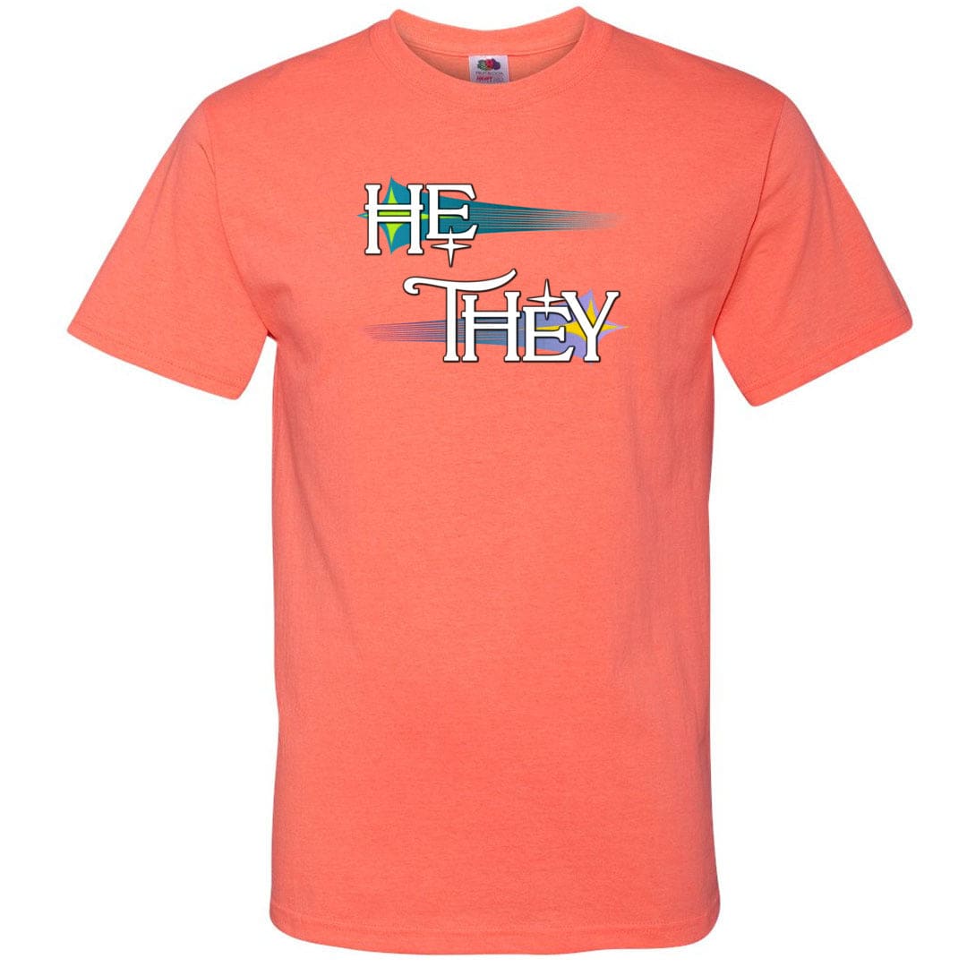 Pronoun Wishing Star He They Unisex Classic Tee - Retro Heather Coral / S - SoMattyGameZ