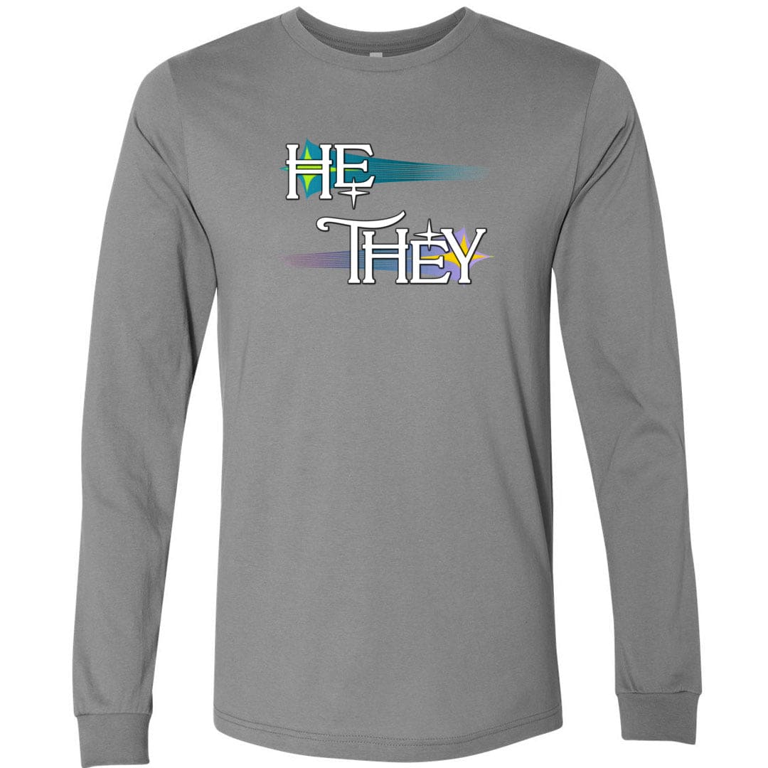 Pronoun Wishing Star He They Unisex Premium Long Sleeve Tee - Storm / S - SoMattyGameZ