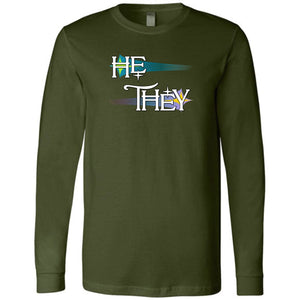 Pronoun Wishing Star He They Unisex Premium Long Sleeve Tee - Olive / S - SoMattyGameZ