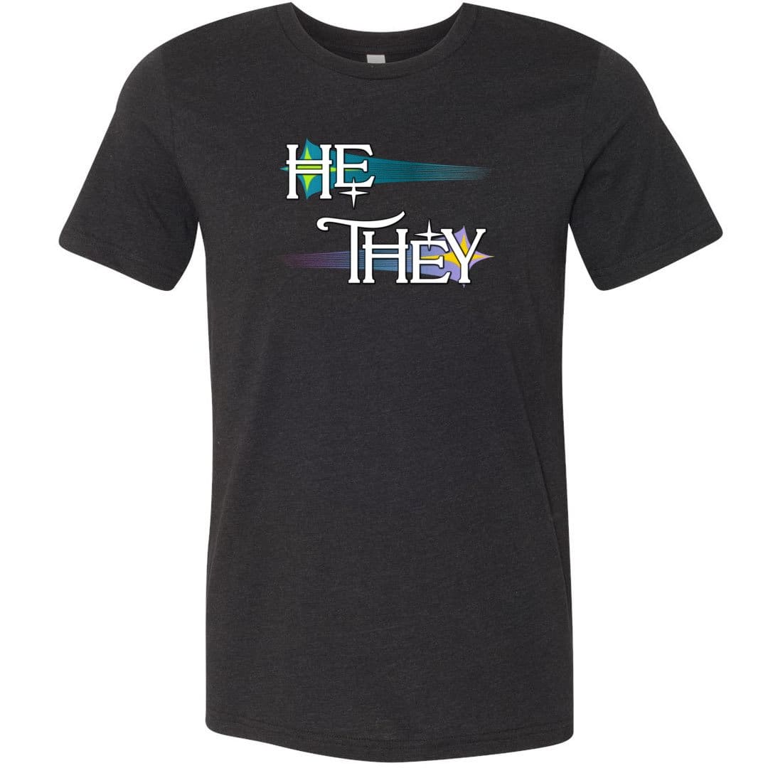 Pronoun Wishing Star He They Unisex Premium Tee - Black Heather / XS