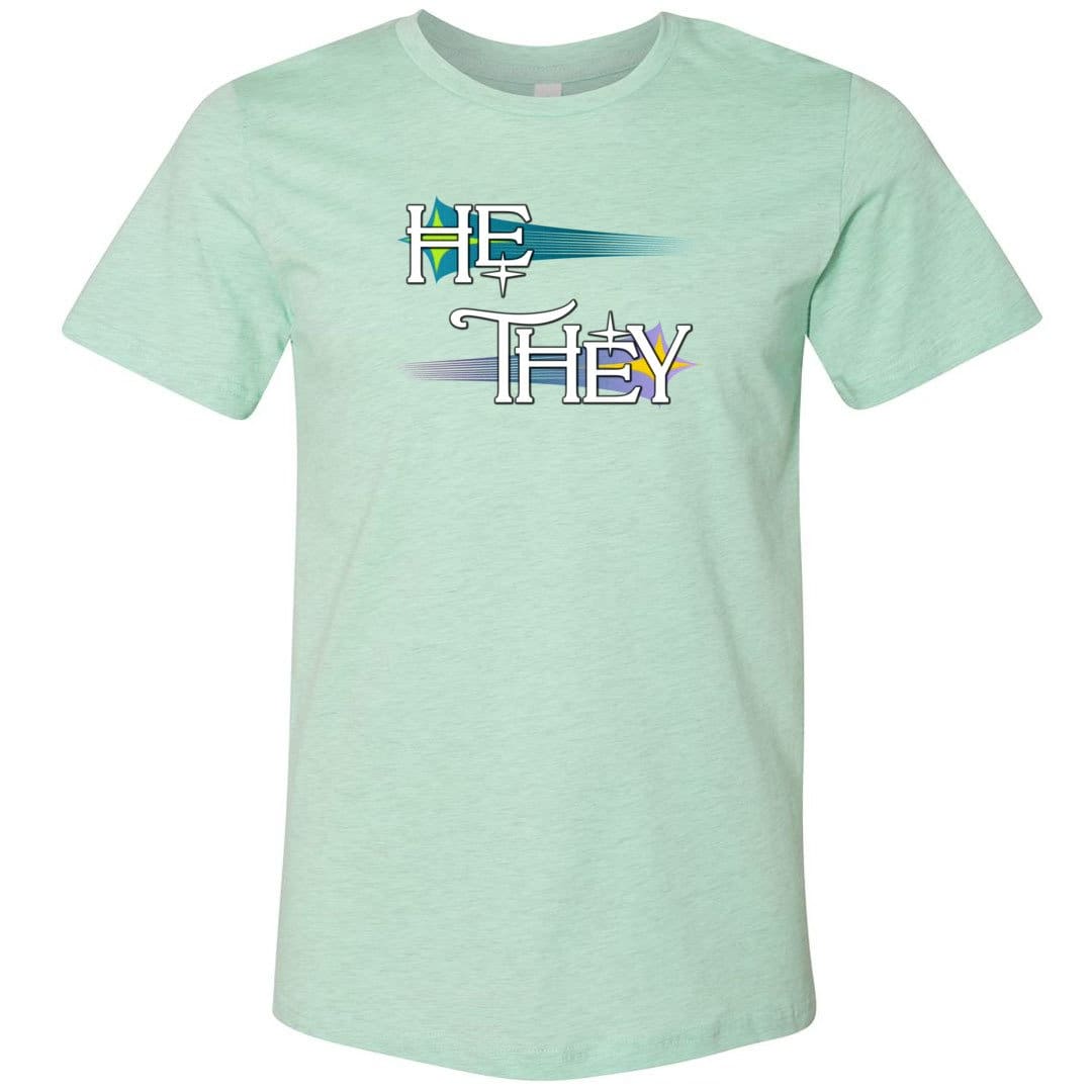 Pronoun Wishing Star He They Unisex Premium Tee - Heather Prism Mint / XS