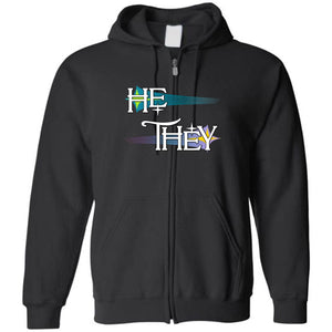 Pronoun Wishing Star He They Unisex Zip Hoodie - Black / S - SoMattyGameZ