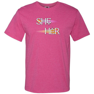 Pronoun Wishing Star She Her Unisex Classic Tee - Retro Heather Pink / S - SoMattyGameZ