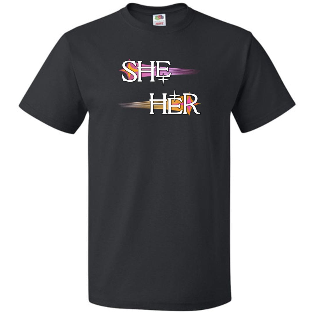 Pronoun Wishing Star She Her Unisex Classic Tee - Black / S - SoMattyGameZ