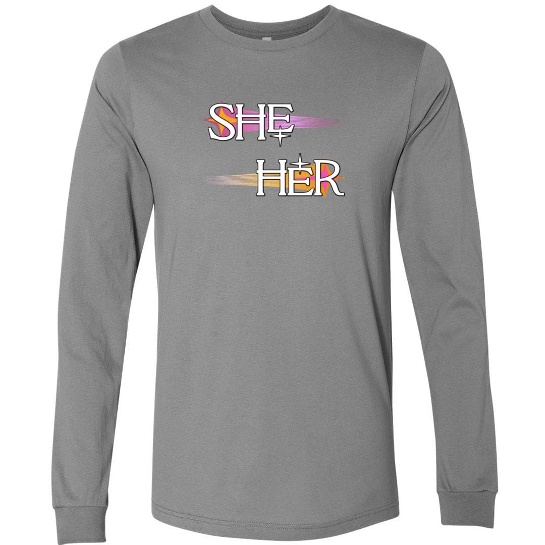 Pronoun Wishing Star She Her Unisex Premium Long Sleeve Tee - Storm / S - SoMattyGameZ