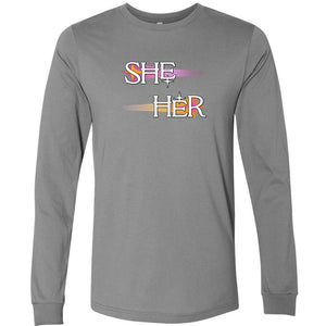 Pronoun Wishing Star She Her Unisex Premium Long Sleeve Tee - Storm / S - SoMattyGameZ