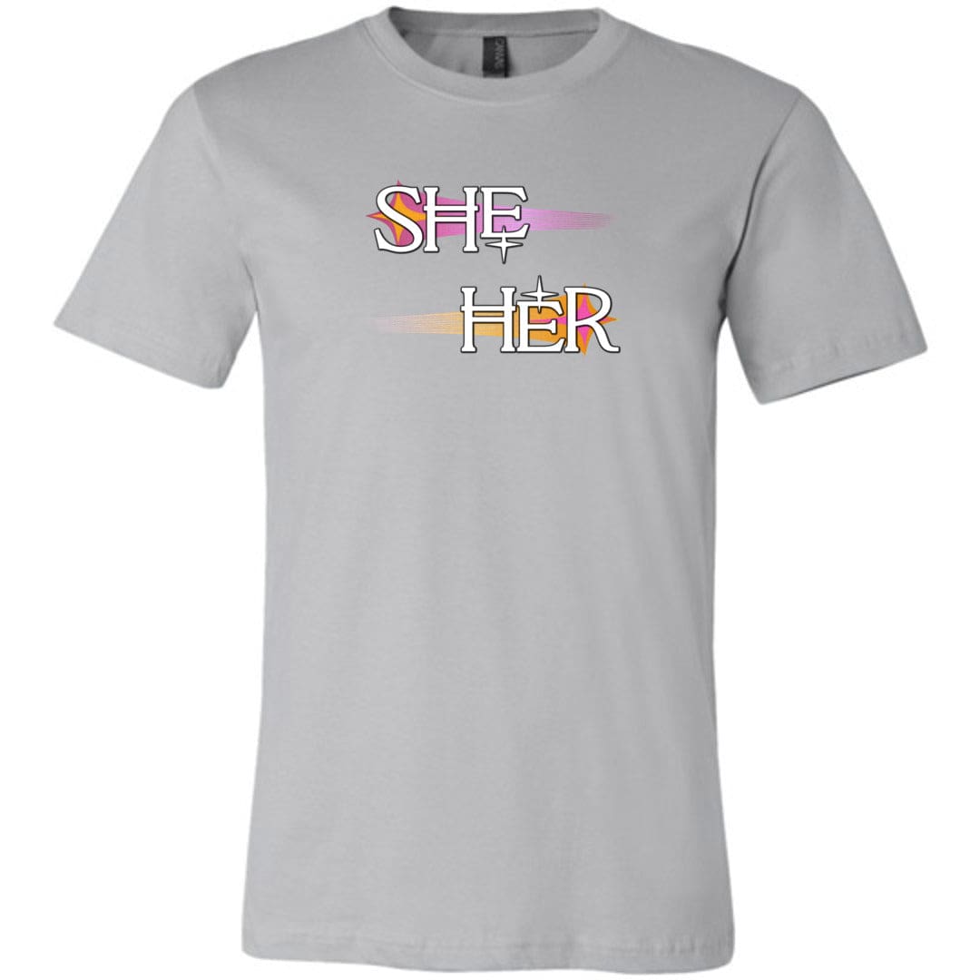 Pronoun Wishing Star She Her Unisex Premium Tee - Silver / XS - SoMattyGameZ