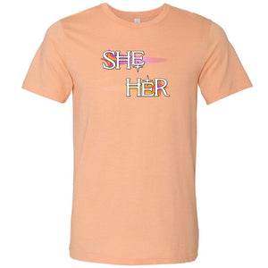 Pronoun Wishing Star She Her Unisex Premium Tee - Heather Peach / XS - SoMattyGameZ