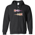 Pronoun Wishing Star She Her Unisex Zip Hoodie - Black / S - SoMattyGameZ