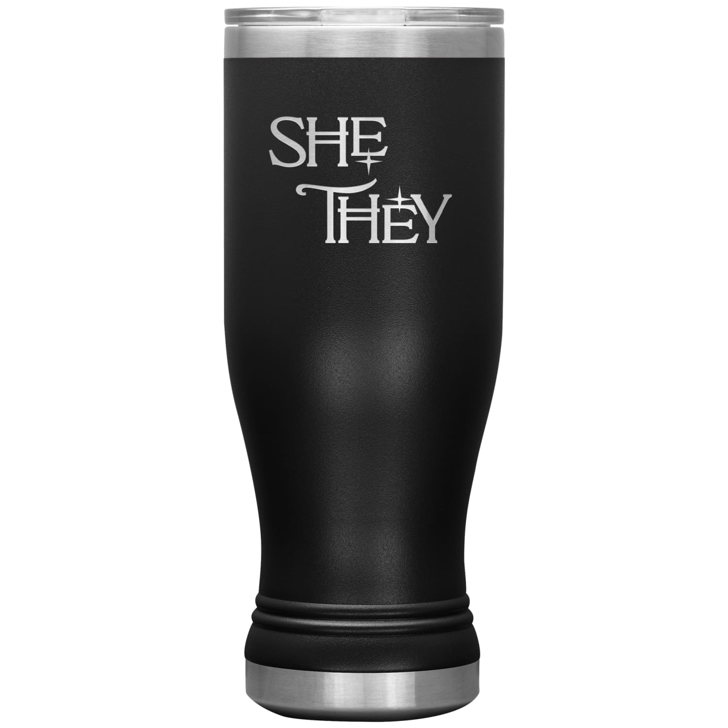 Pronoun Wishing Star She They 20oz BOHO Vacuum Tumbler - Black - Tumblers