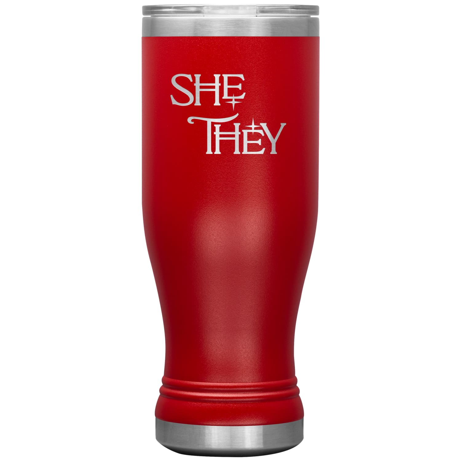Pronoun Wishing Star She They 20oz BOHO Vacuum Tumbler - Red - Tumblers