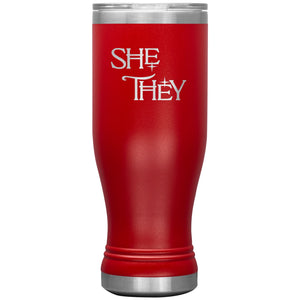 Pronoun Wishing Star She They 20oz BOHO Vacuum Tumbler - Red - Tumblers