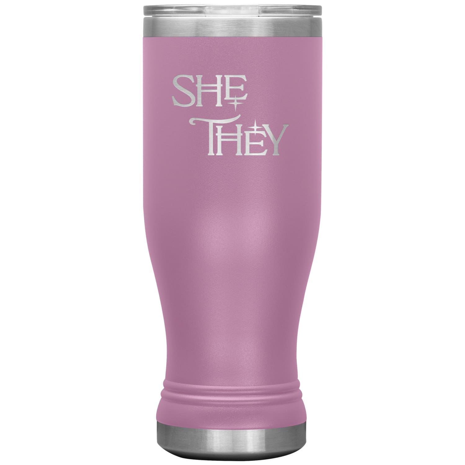 Pronoun Wishing Star She They 20oz BOHO Vacuum Tumbler - Light Purple - Tumblers