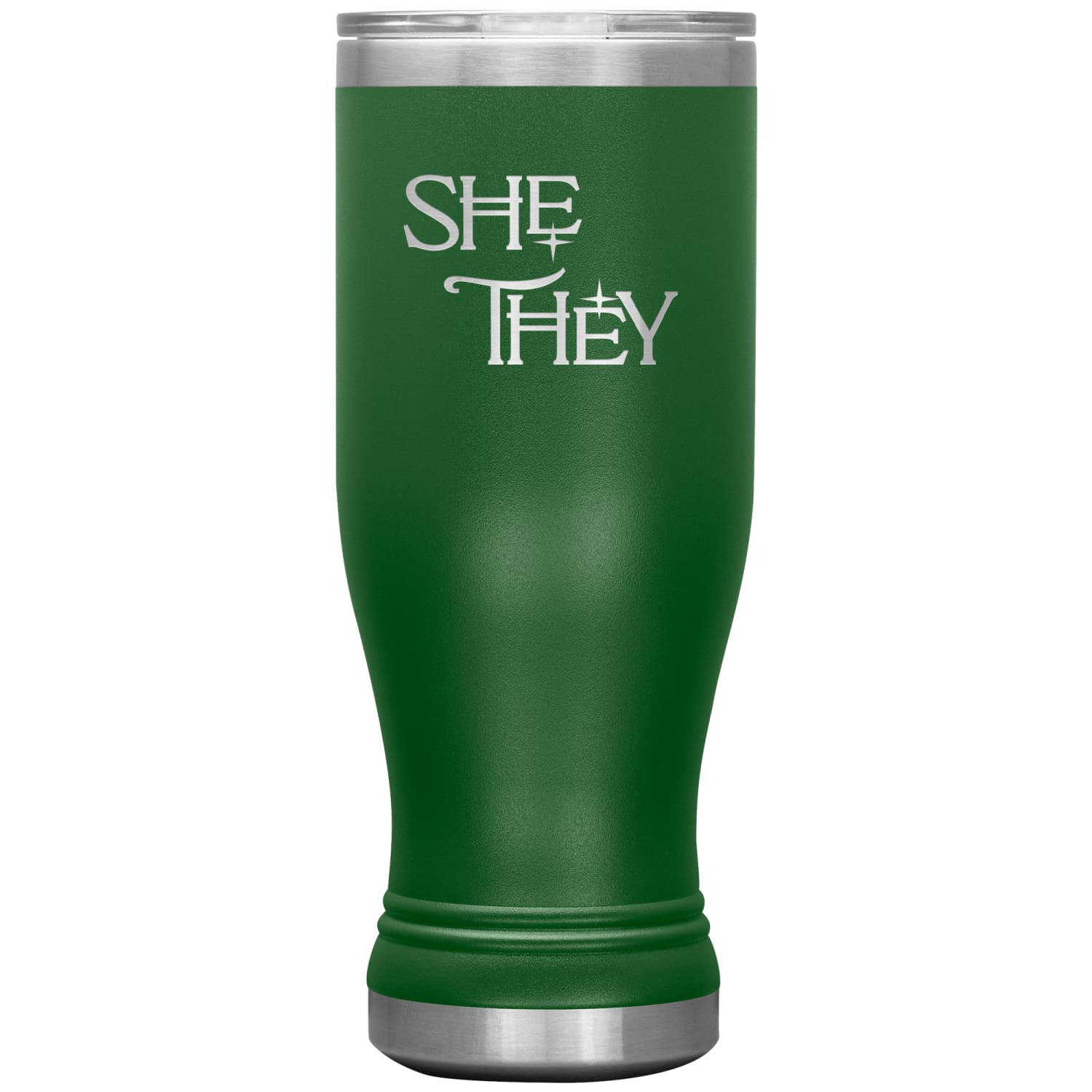 Pronoun Wishing Star She They 20oz BOHO Vacuum Tumbler - Green - Tumblers
