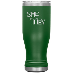 Pronoun Wishing Star She They 20oz BOHO Vacuum Tumbler - Green - Tumblers