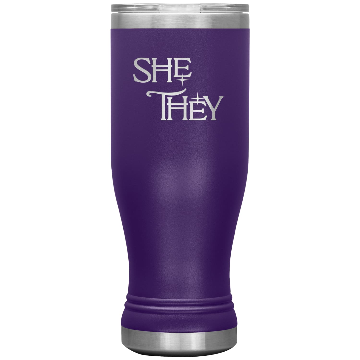 Pronoun Wishing Star She They 20oz BOHO Vacuum Tumbler - Purple - Tumblers