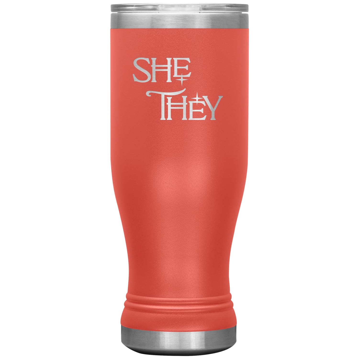 Pronoun Wishing Star She They 20oz BOHO Vacuum Tumbler - Coral - Tumblers