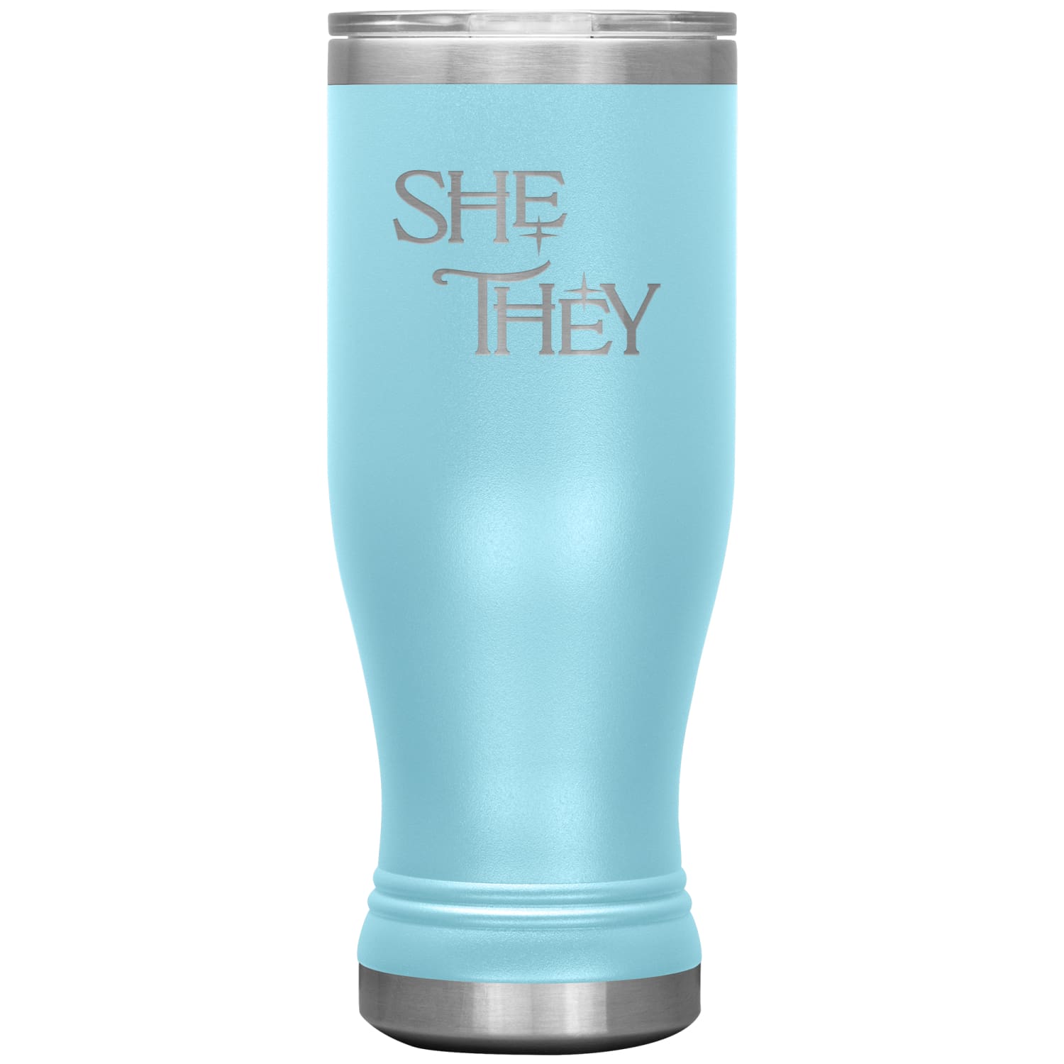 Pronoun Wishing Star She They 20oz BOHO Vacuum Tumbler - Light Blue - Tumblers