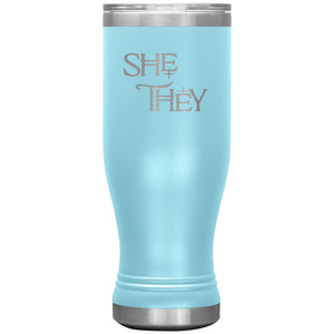 Pronoun Wishing Star She They 20oz BOHO Vacuum Tumbler - Light Blue - Tumblers