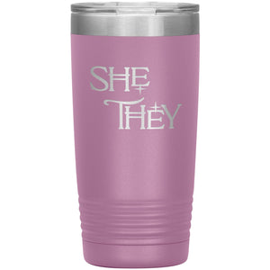 Pronoun Wishing Star She They 20oz Vacuum Tumbler - Light Purple - Tumblers