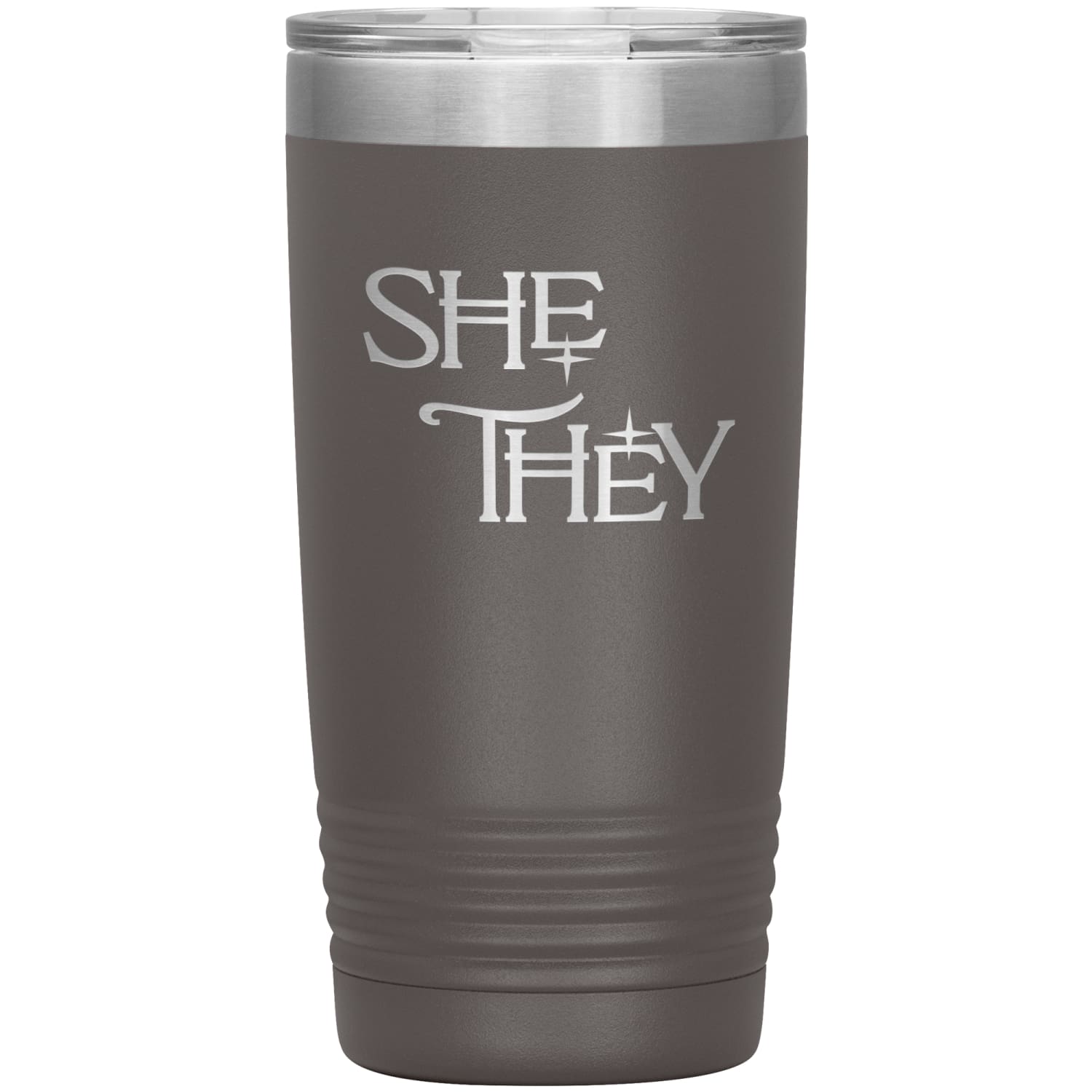 Pronoun Wishing Star She They 20oz Vacuum Tumbler - Pewter - Tumblers