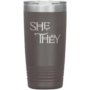 Pronoun Wishing Star She They 20oz Vacuum Tumbler - Pewter - Tumblers