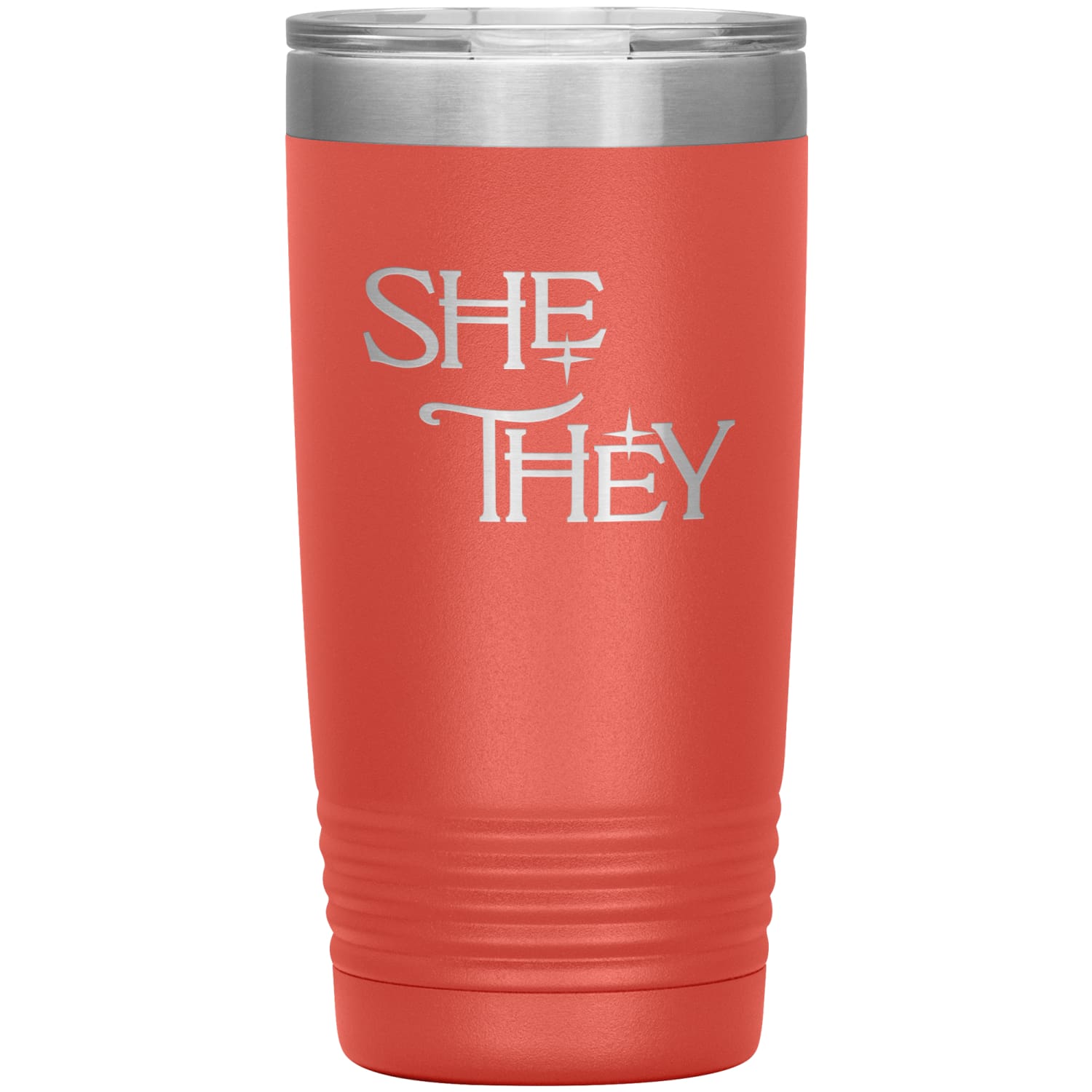 Pronoun Wishing Star She They 20oz Vacuum Tumbler - Coral - Tumblers