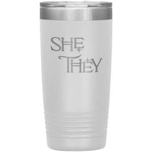 Pronoun Wishing Star She They 20oz Vacuum Tumbler - White - Tumblers