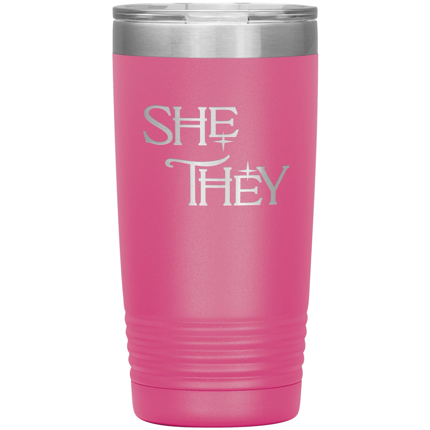 Pronoun Wishing Star She They 20oz Vacuum Tumbler - Pink - Tumblers