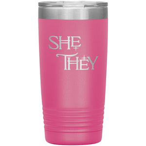 Pronoun Wishing Star She They 20oz Vacuum Tumbler - Pink - Tumblers