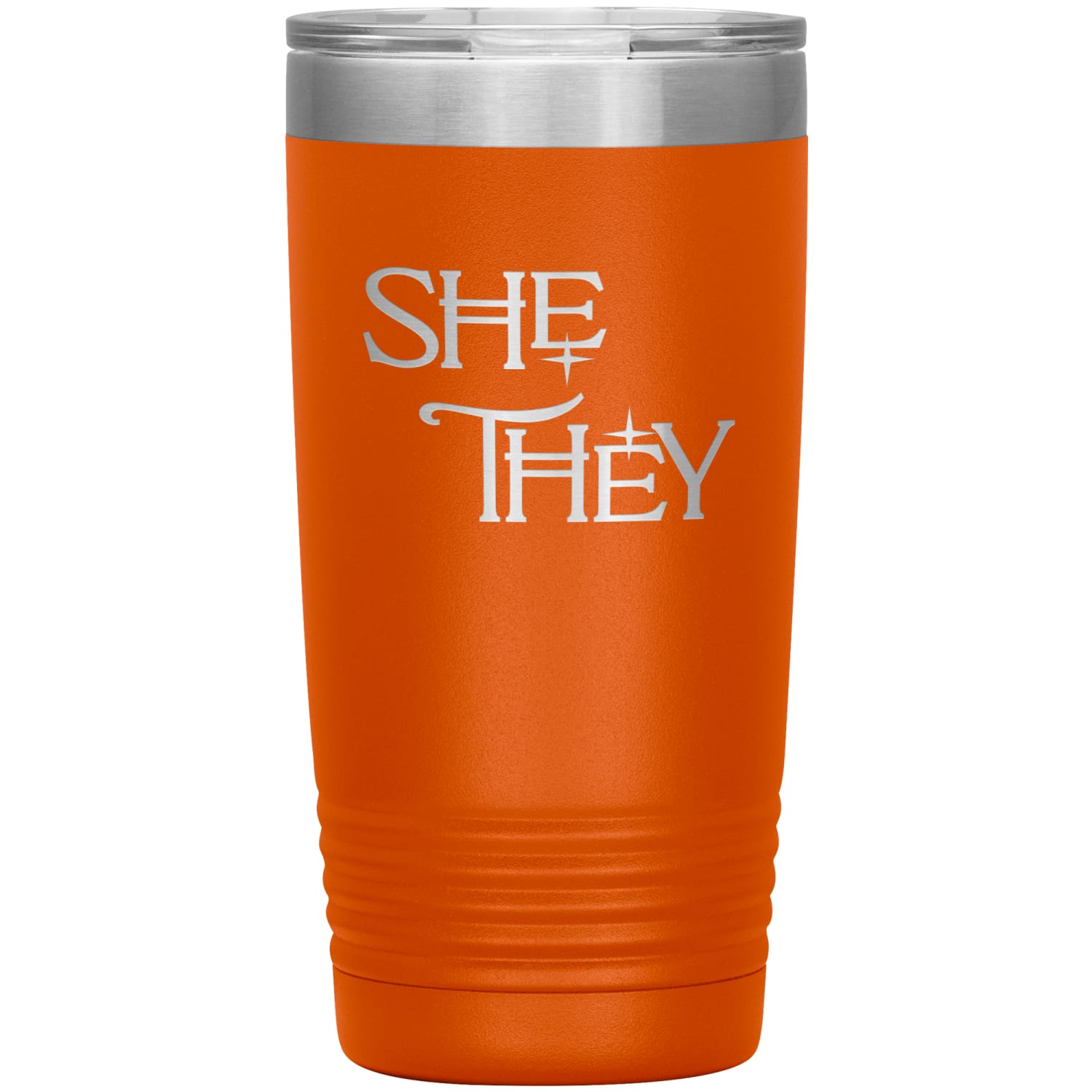 Pronoun Wishing Star She They 20oz Vacuum Tumbler - Orange - Tumblers
