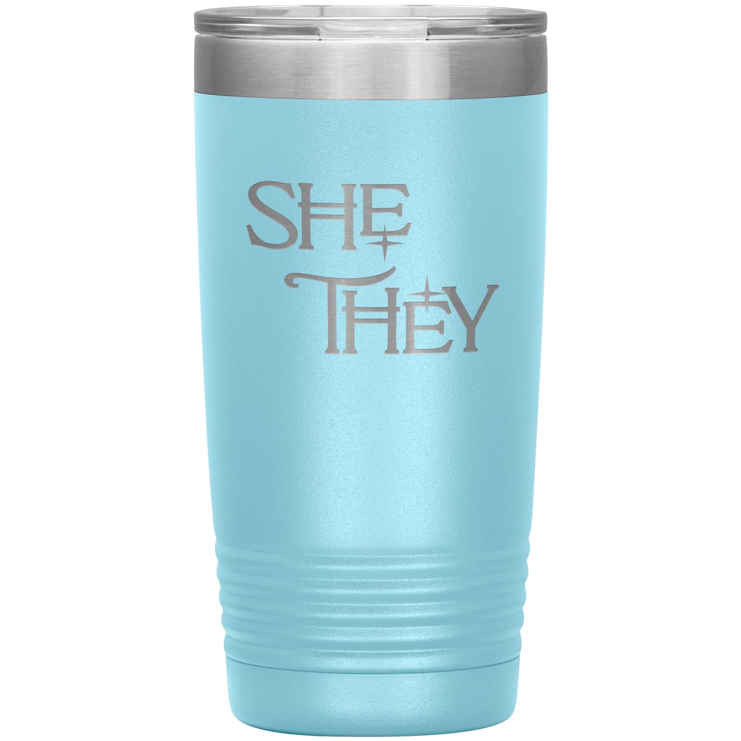 Pronoun Wishing Star She They 20oz Vacuum Tumbler - Light Blue - Tumblers