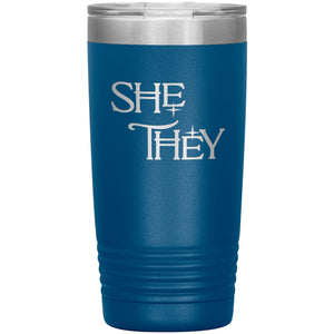 Pronoun Wishing Star She They 20oz Vacuum Tumbler - Blue - Tumblers