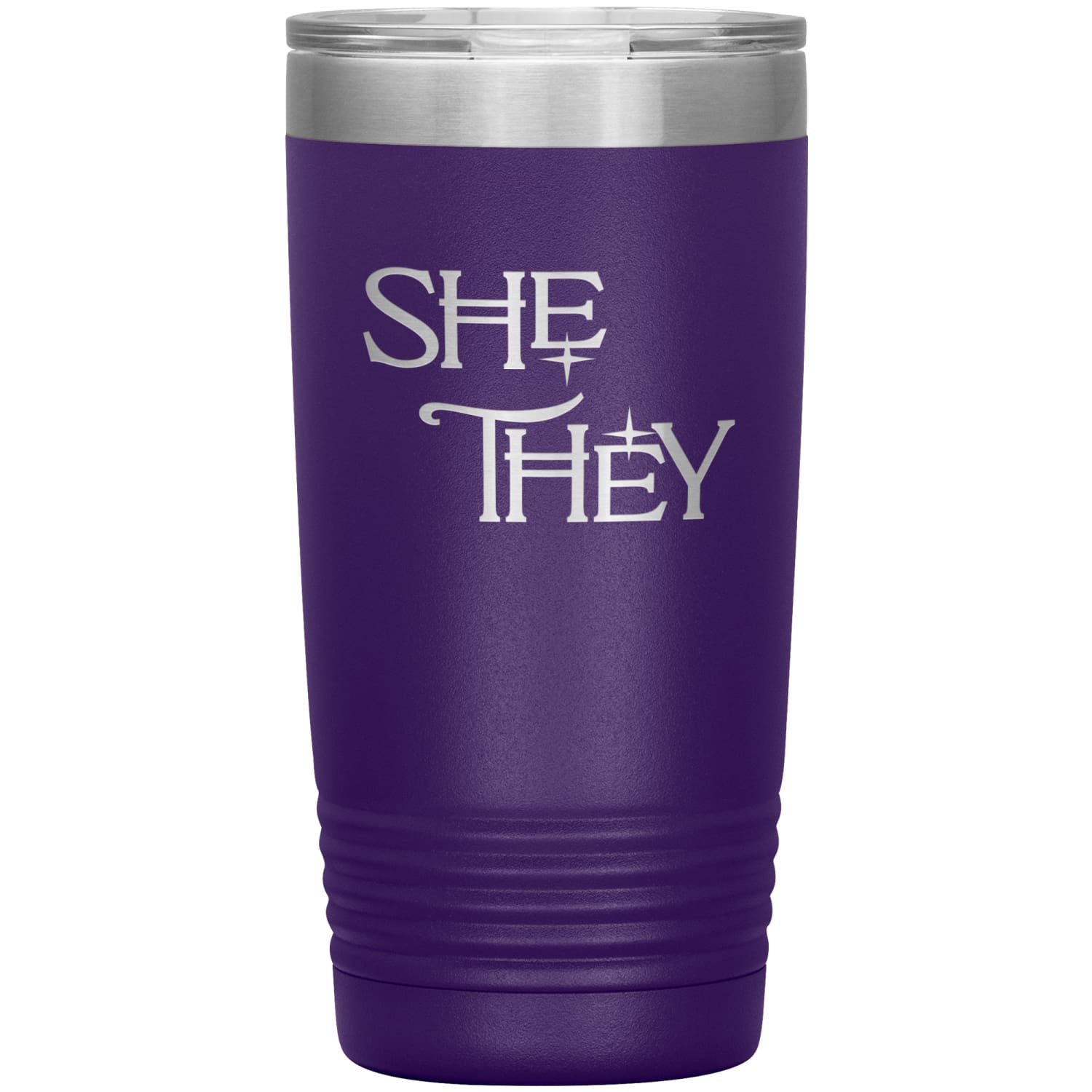 Pronoun Wishing Star She They 20oz Vacuum Tumbler - Purple - Tumblers