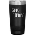 Pronoun Wishing Star She They 20oz Vacuum Tumbler - Black - Tumblers