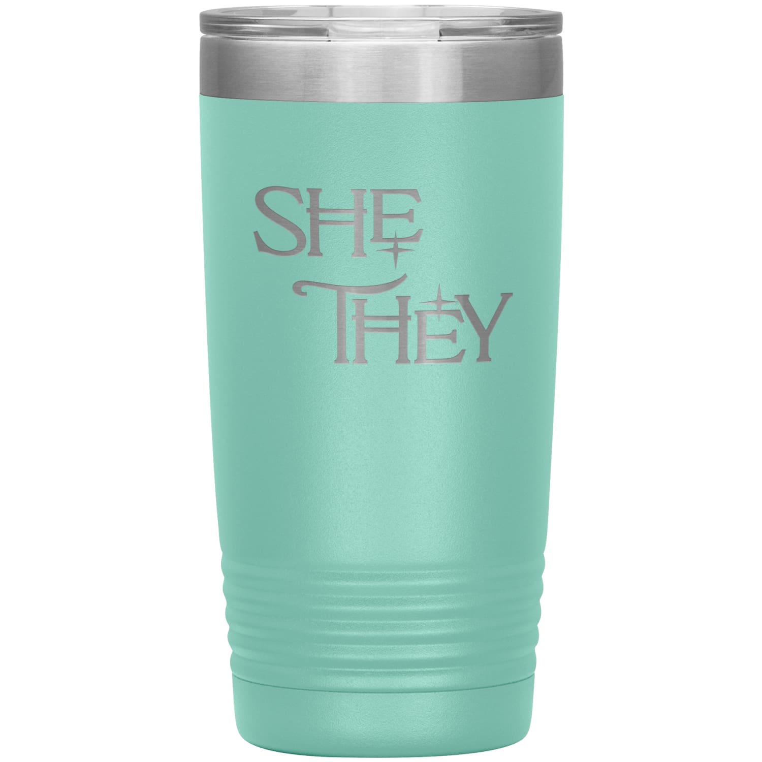 Pronoun Wishing Star She They 20oz Vacuum Tumbler - Teal - Tumblers