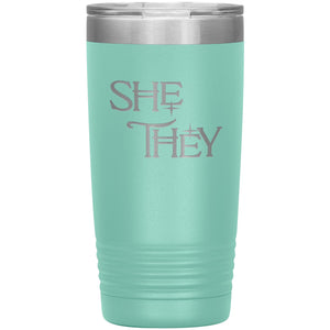 Pronoun Wishing Star She They 20oz Vacuum Tumbler - Teal - Tumblers