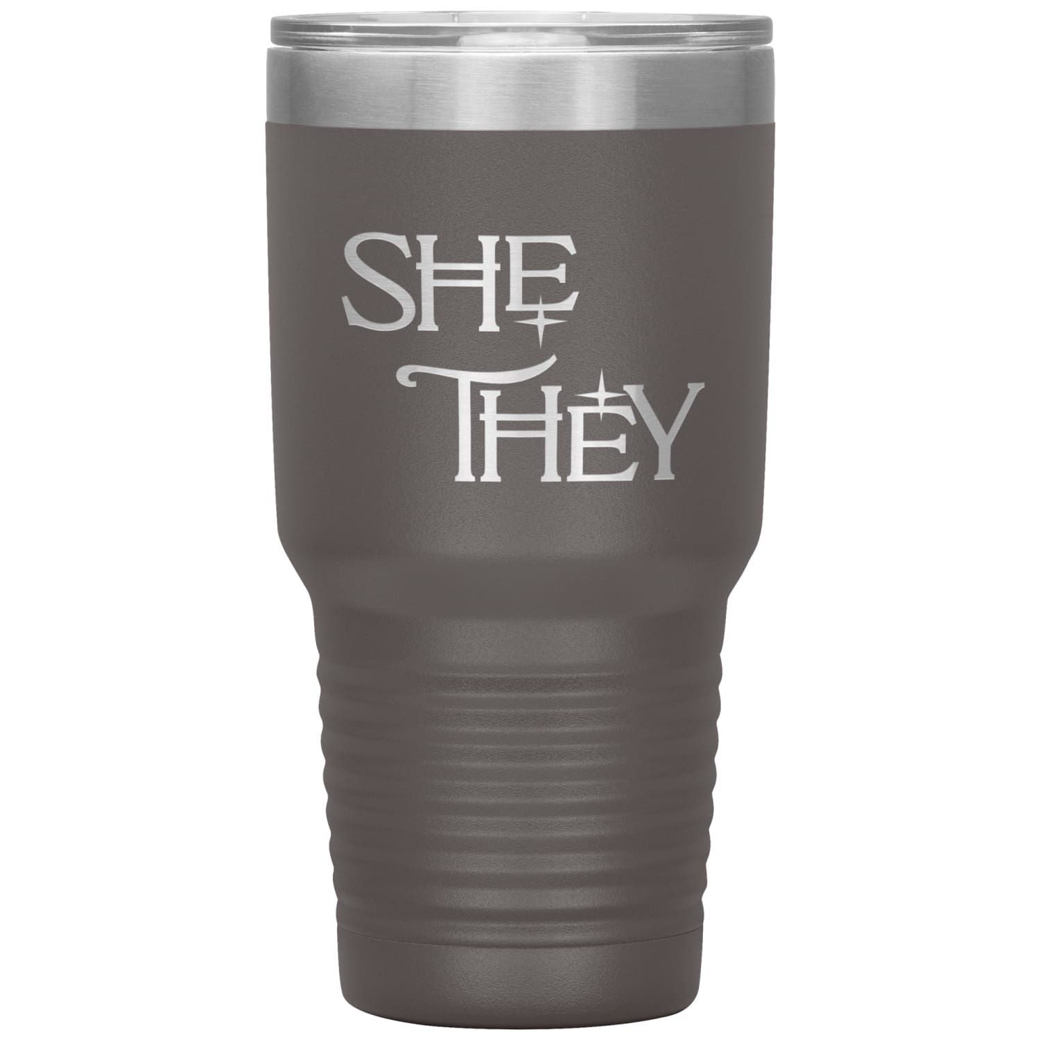 Pronoun Wishing Star She They 30oz Vacuum Tumbler - Pewter - Tumblers