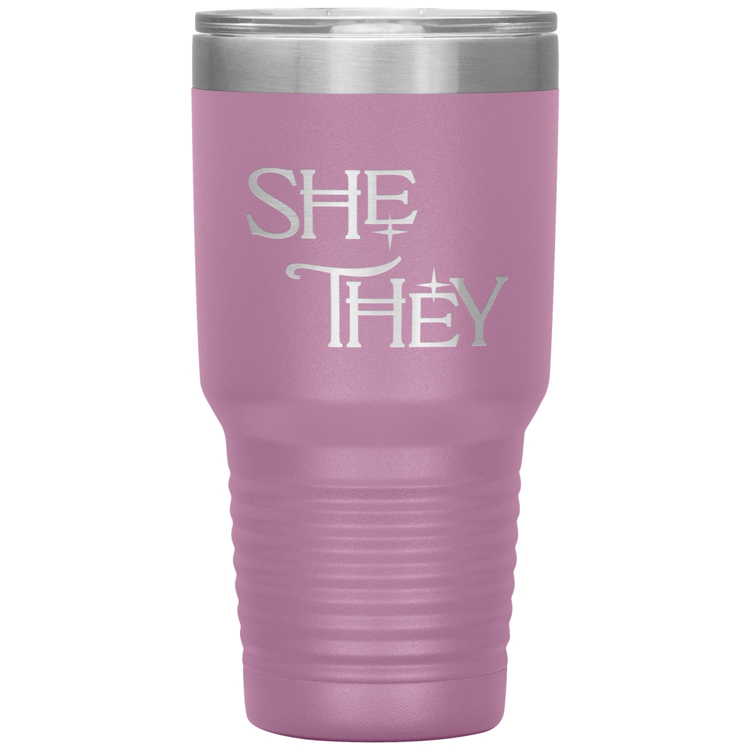 Pronoun Wishing Star She They 30oz Vacuum Tumbler - Light Purple - Tumblers