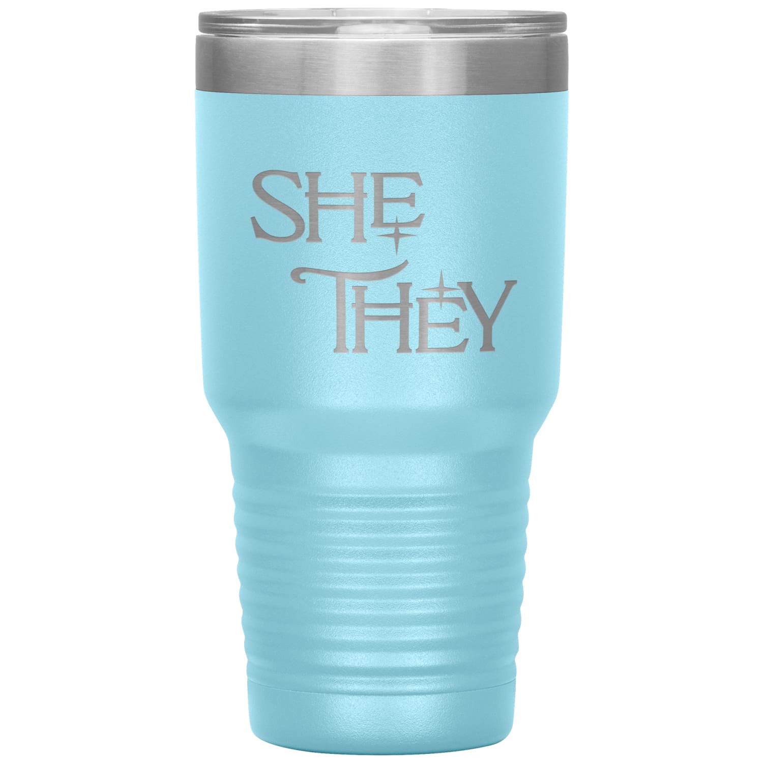 Pronoun Wishing Star She They 30oz Vacuum Tumbler - Light Blue - Tumblers