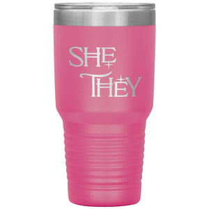 Pronoun Wishing Star She They 30oz Vacuum Tumbler - Pink - Tumblers