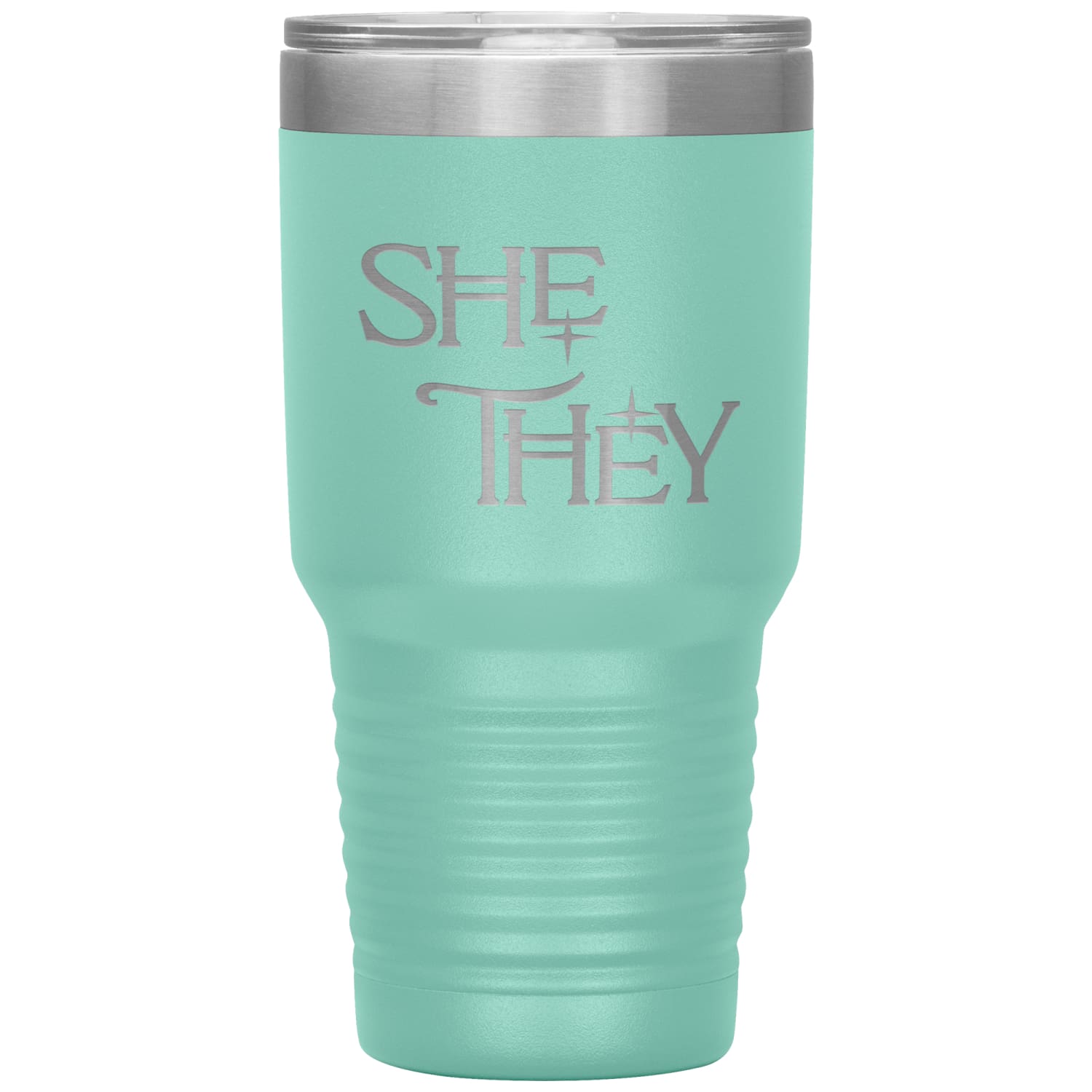 Pronoun Wishing Star She They 30oz Vacuum Tumbler - Teal - Tumblers