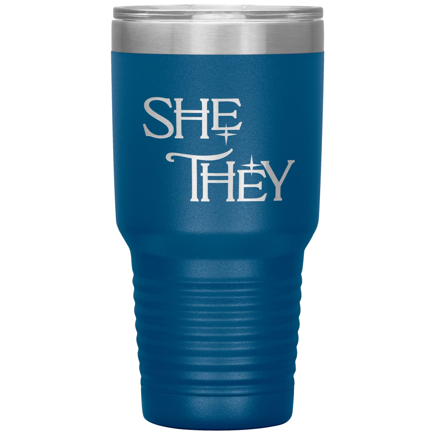 Pronoun Wishing Star She They 30oz Vacuum Tumbler - Blue - Tumblers